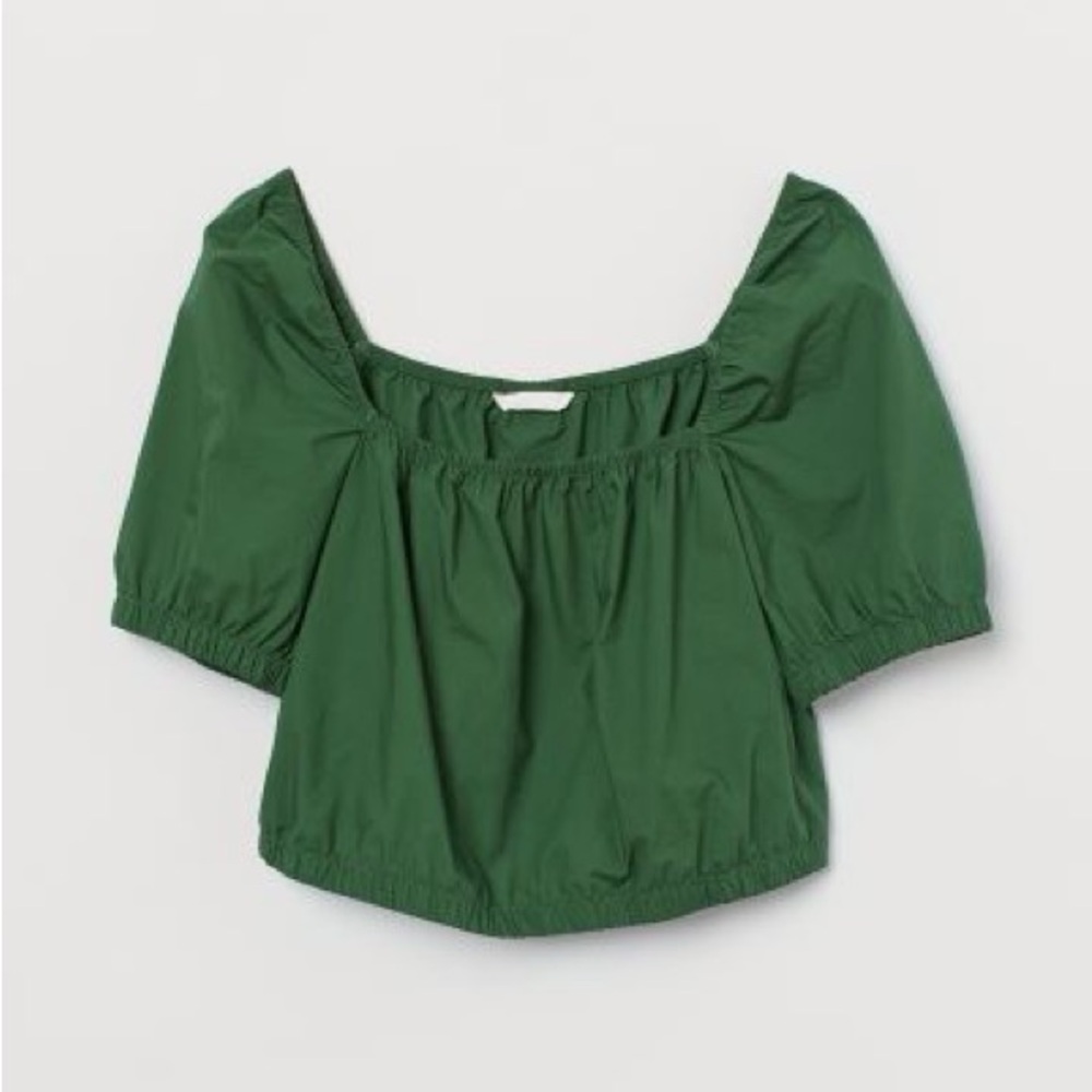 H&M Short Cotton Green Top
